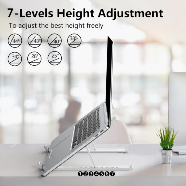 Laptop Stand for Desk, Adjustable Laptop Riser ABS+Silicone Foldable Portable Laptop Holder - Image 5