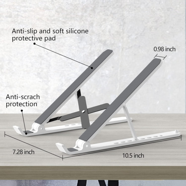 Laptop Stand for Desk, Adjustable Laptop Riser ABS+Silicone Foldable Portable Laptop Holder - Image 3