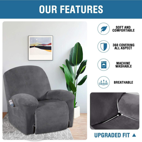 Velvet Plush Couch Cover for Recliner Slipcover Stylish Luxury Furniture Covers - Image 6