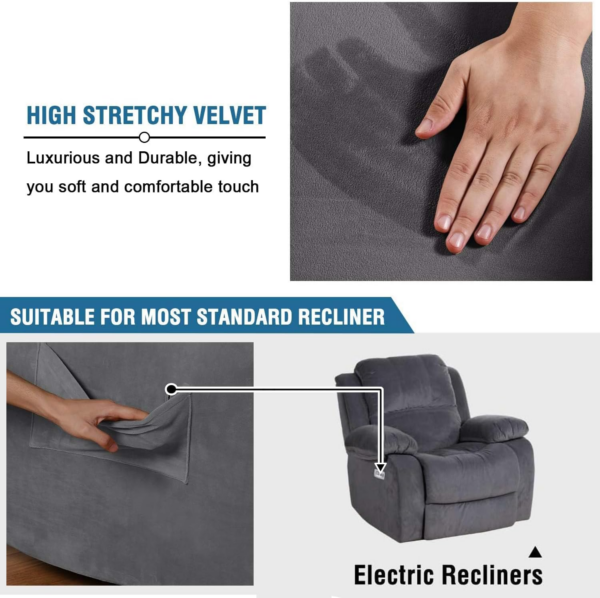 Velvet Plush Couch Cover for Recliner Slipcover Stylish Luxury Furniture Covers - Image 5