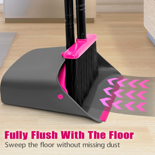Broom and Dustpan Set, 137 cm Long Handled Sweeping Brush and Upright Standing Dust Pan - Image 6