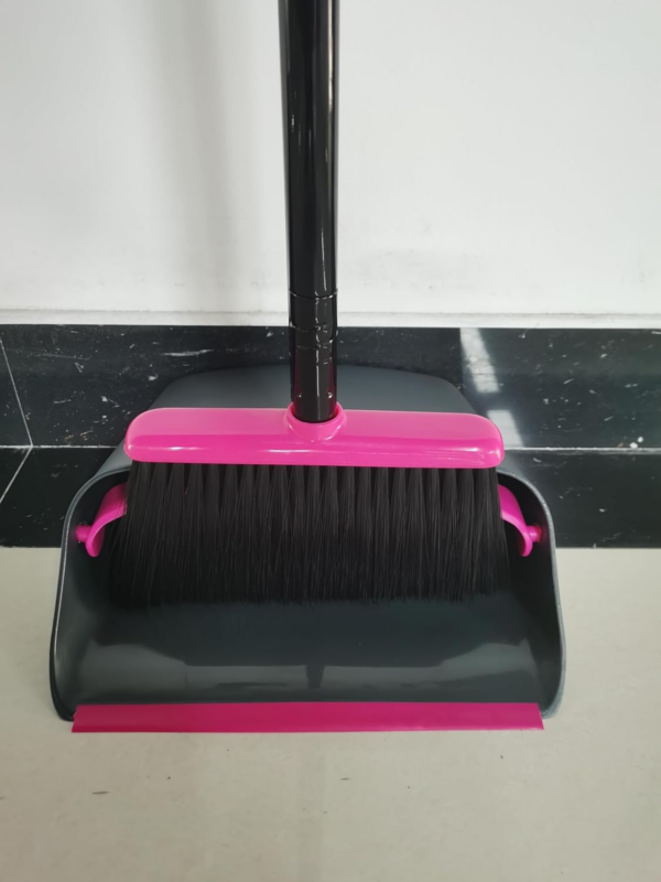 Broom and Dustpan Set, 137 cm Long Handled Sweeping Brush and Upright Standing Dust Pan - Image 2