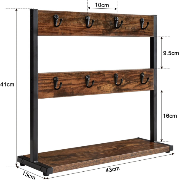 Rustic Coffee Mug Holder Stand, 2 Tier Countertop Mug Tree Holder Rack with Storage Base - Image 2