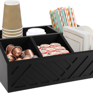 Coffee Station Organizer for Countertop，2 Tier Coffee Bar Station,Black Coffee Bar Accessories Organizer Kitchen Counter Shelf