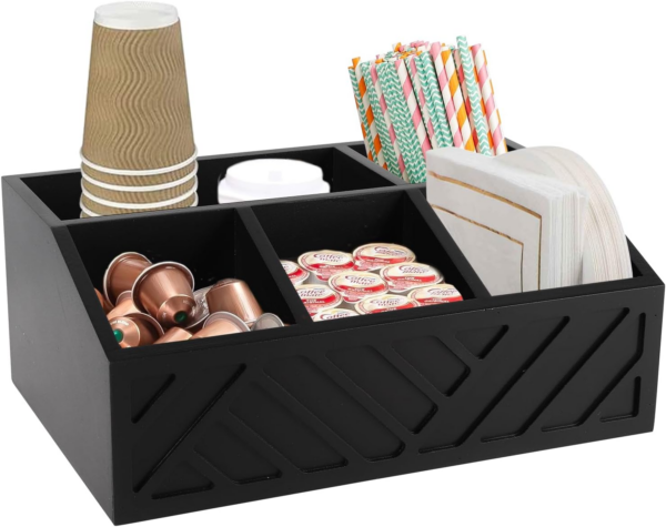 Coffee Station Organizer for Countertop，2 Tier Coffee Bar Station,Black Coffee Bar Accessories Organizer Kitchen Counter Shelf