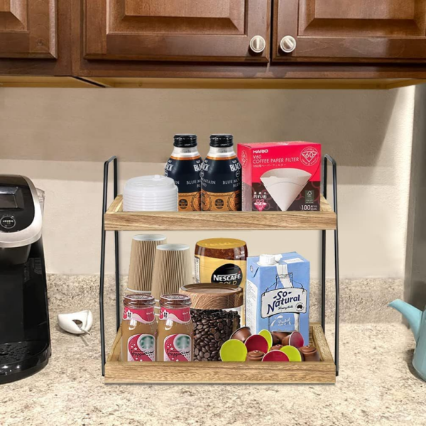 Coffee Station Organizer for Countertop, 2 Tier Coffee Bar Accessories Organizer - Image 6