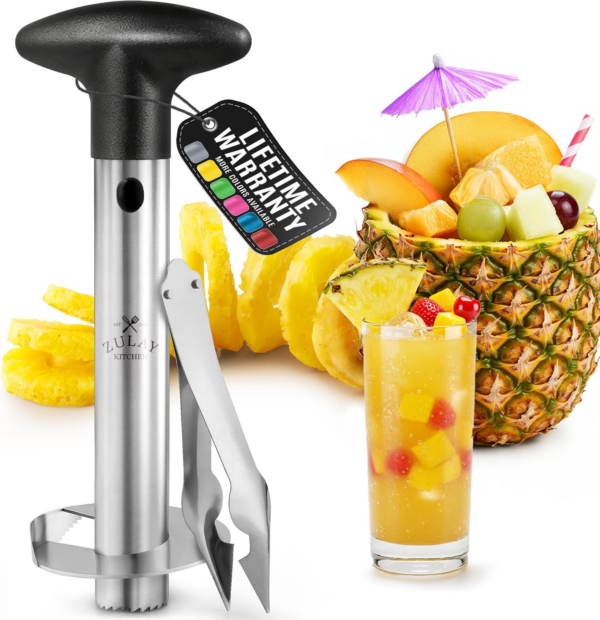 Pineapple Corer and Slicer Tool - Stainless Steel Pineapple Cutter for Easy Core Removal & Slicing