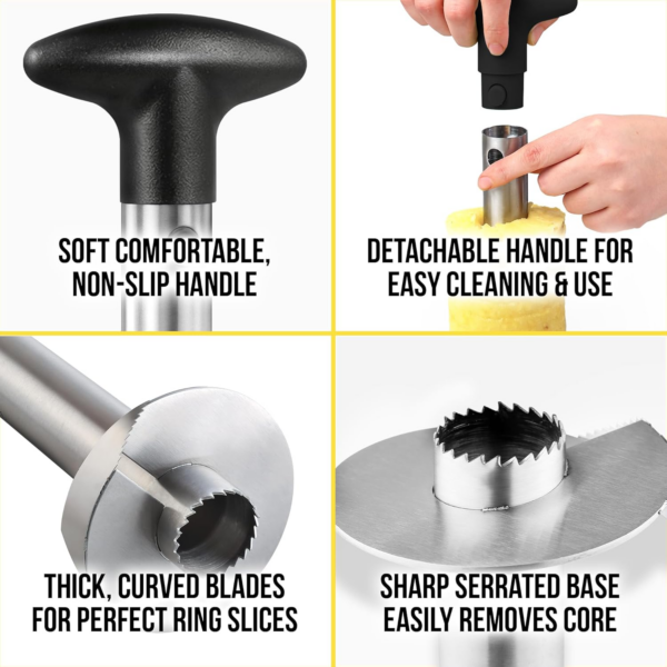 Pineapple Corer and Slicer Tool - Stainless Steel Pineapple Cutter for Easy Core Removal & Slicing - Image 3