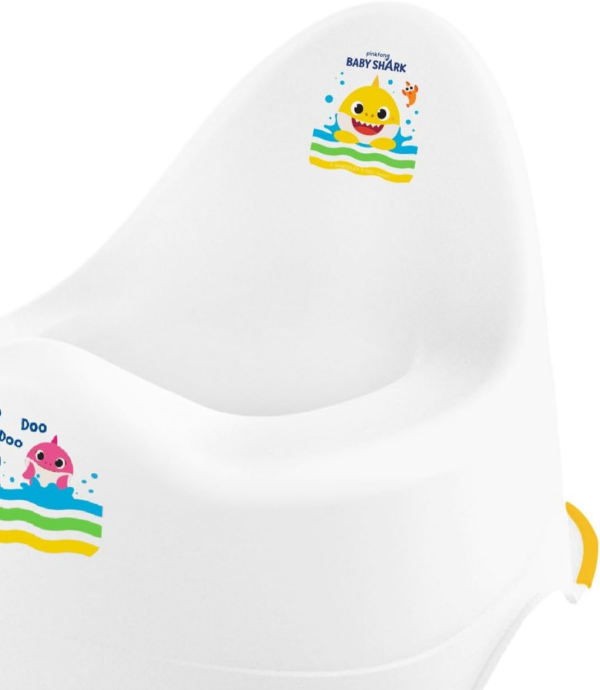 Training Seat Baby Shark 18M+ Cartoon Character Loo, Unisex Kids Non-Slip White/Yellow Toilet Potty - Image 4