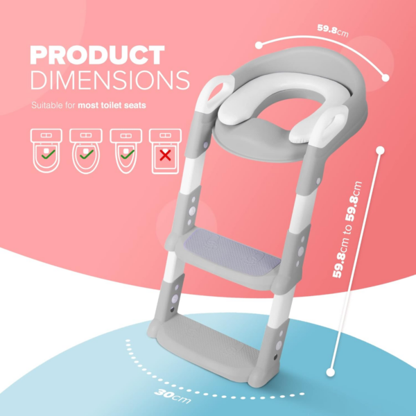 Adjustable Potty Ladder Seat for Toilet Training with Steps,Handle & Soft Cushion Design Non Slip & Space Efficient Toddlers & Children Foldable - Image 7