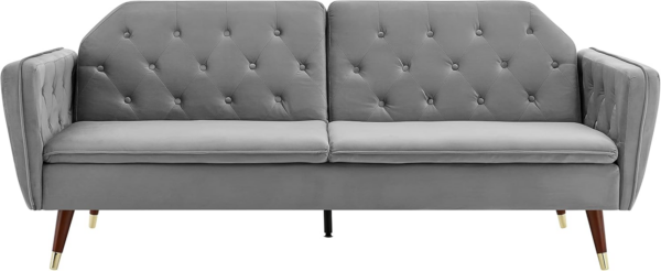 3 Triple Seater Velvet Fabric Sofa Bed-Grey