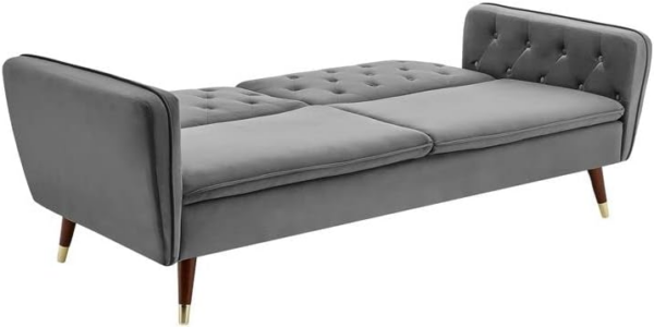 3 Triple Seater Velvet Fabric Sofa Bed-Grey - Image 2