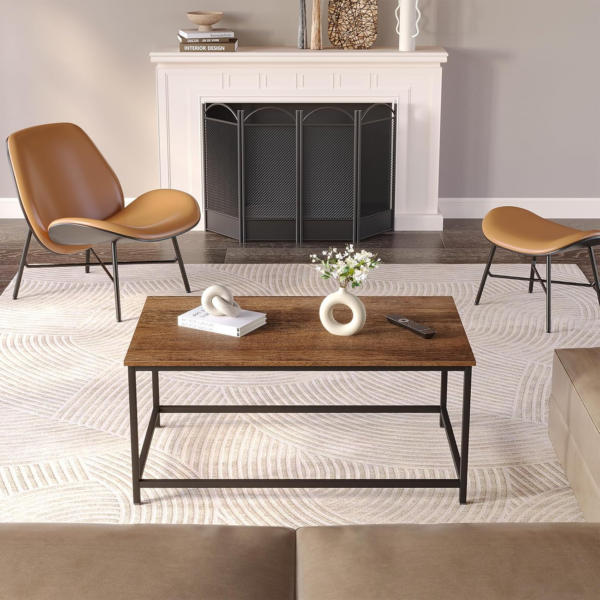 Coffee Table Simple Modern Rectangular Center Table Open Space Minimalist for Living Room - Image 3