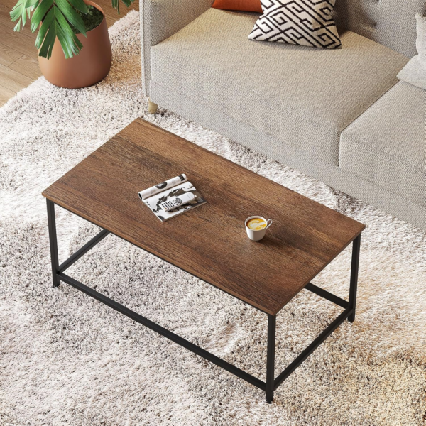 Coffee Table Simple Modern Rectangular Center Table Open Space Minimalist for Living Room - Image 2