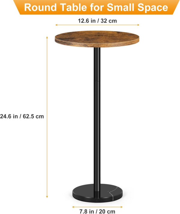 2 Packs Small Sofa Side Table Brown Round Coffee Table with Marble Base Round End Table - Image 3