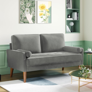 Small 2 Seater Sofa Grey, Comfy Sofa Couch with Spring Cushion