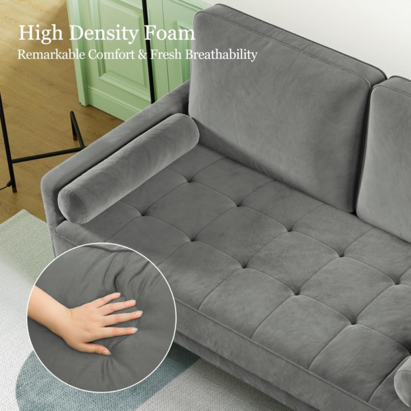 Small 2 Seater Sofa Grey, Comfy Sofa Couch with Spring Cushion - Image 3
