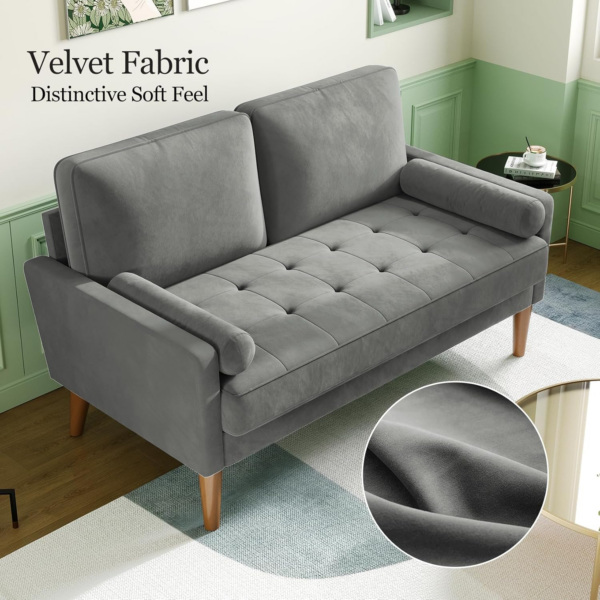 Small 2 Seater Sofa Grey, Comfy Sofa Couch with Spring Cushion - Image 2