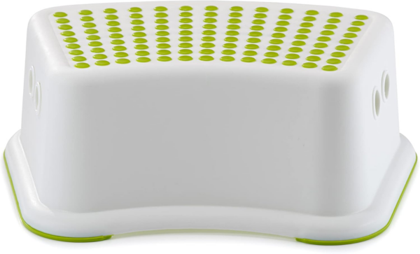 Sturdy Step Stool for Bathroom, Practical Non-Slip Toilet Step in White and Green for Kids