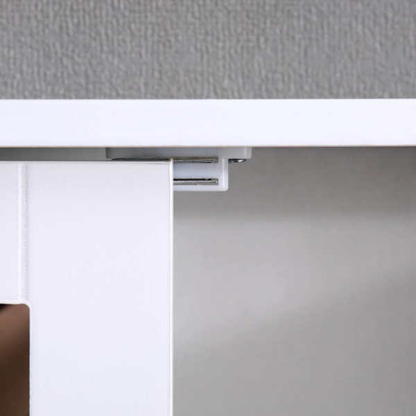 White Bathroom Wall Cabinet with Mirrored Double Doors Storage Cupboard MDF & Shelves - Image 3