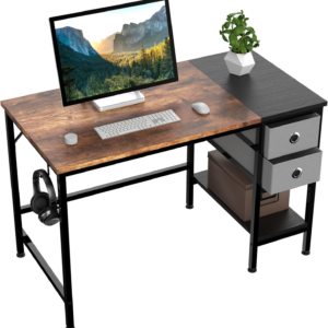 Computer Desk, Office Work Desk for student and worker, Writing Desk with drawer and Headphone Hook