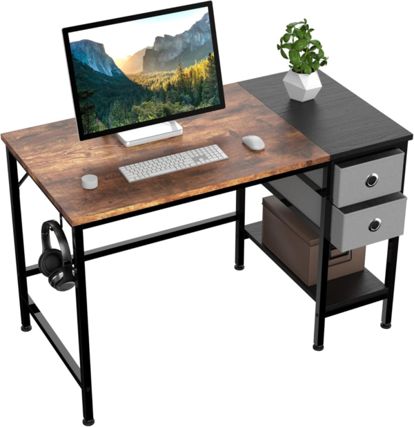 Computer Desk, Office Work Desk for student and worker, Writing Desk with drawer and Headphone Hook