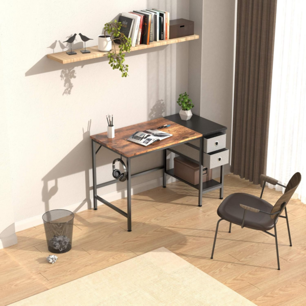Computer Desk, Office Work Desk for student and worker, Writing Desk with drawer and Headphone Hook - Image 5