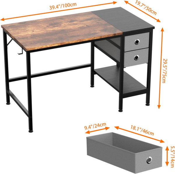 Computer Desk, Office Work Desk for student and worker, Writing Desk with drawer and Headphone Hook - Image 4