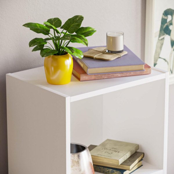 4 Tier Cube Bookcase, White Wooden Shelving Display Storage Unit Office Living Room Furniture - Image 4
