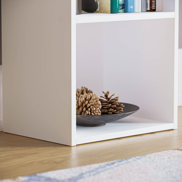4 Tier Cube Bookcase, White Wooden Shelving Display Storage Unit Office Living Room Furniture - Image 2