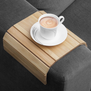 Sofa Arm Tray | Foldable Bamboo Wood Sofa Armrest Tray | Couch Arm Tray Organiser for Snack