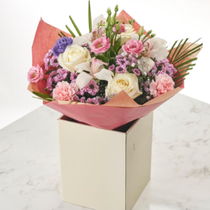 Roll over image to zoom in Elegant Orchid and Rose Bouquet Fresh Flower Delivered Tomorrow with White Orchids, Pink Carnations