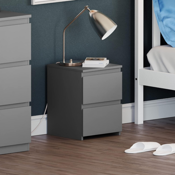 2 Drawer Bedside Chest (Grey) - Image 6