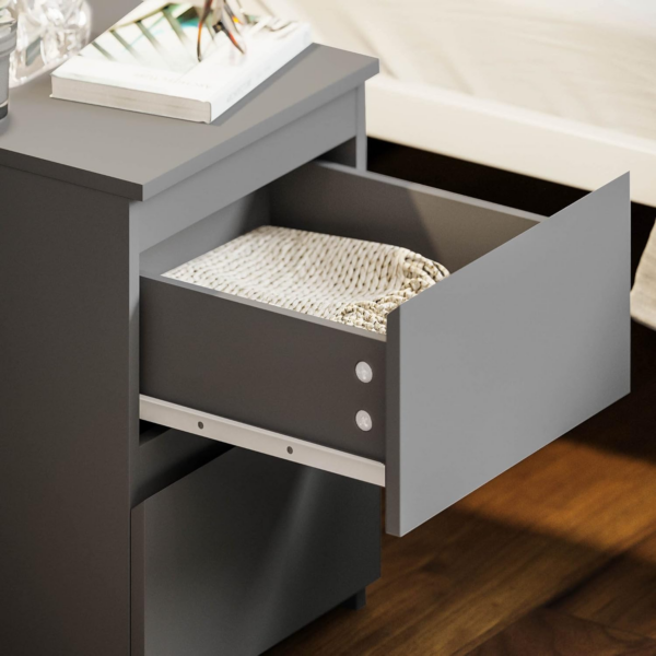 2 Drawer Bedside Chest (Grey) - Image 2
