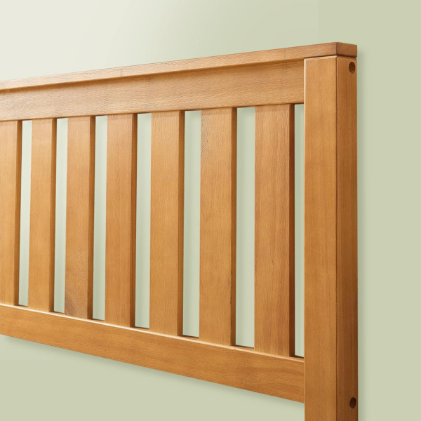 Double Bed frame - Bed 135x190 cm - 30 cm Height - Wood Platform Bed frame with Headboard - Rustic Pine Brown - Image 3