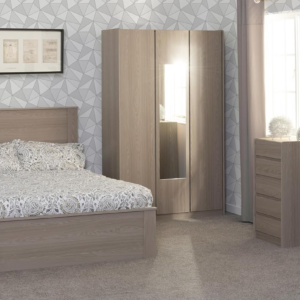 3 Door Mirrored Wardrobe in Smoked Ash Effect