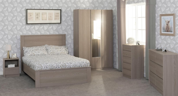 3 Door Mirrored Wardrobe in Smoked Ash Effect