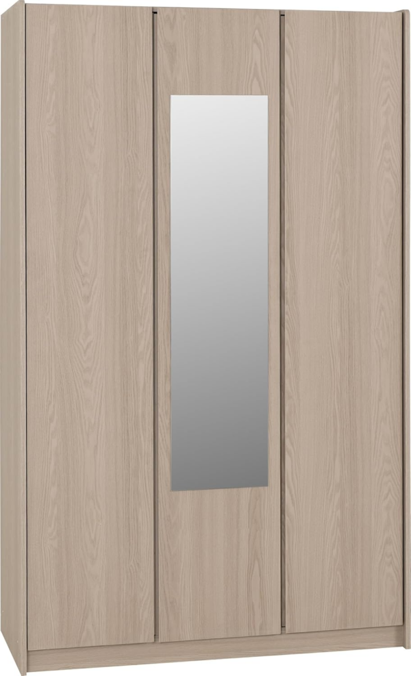 3 Door Mirrored Wardrobe in Smoked Ash Effect - Image 5
