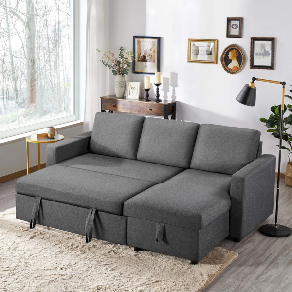 Sofa Bed L-Shaped Couch Sofa Corner Sofa 3 Seater Pull out Sofa Bed with Storage - Image 8