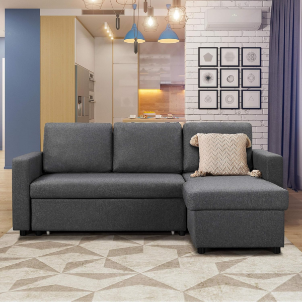 Sofa Bed L-Shaped Couch Sofa Corner Sofa 3 Seater Pull out Sofa Bed with Storage