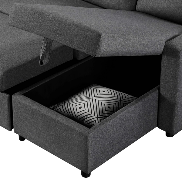 Sofa Bed L-Shaped Couch Sofa Corner Sofa 3 Seater Pull out Sofa Bed with Storage - Image 2