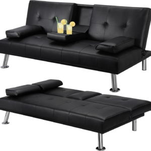 Click Clack Sofa Bed Faux Leather 3 Seater Sofa Couch Living Room