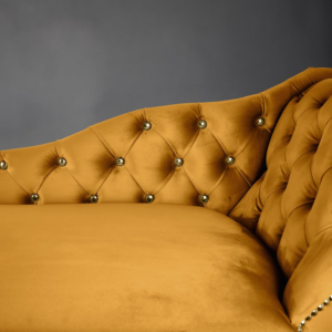 RegentTufted Chaise Lounge Sofa & Seating Handmade Velvet Living Room Bedroom Hallway Gold Accent Chair (Right Hand, Gold)