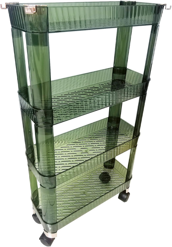 Storage Trolley on Wheels 4-Tier Storage Cart. This Slim Rolling Trolly is the perfect organiser