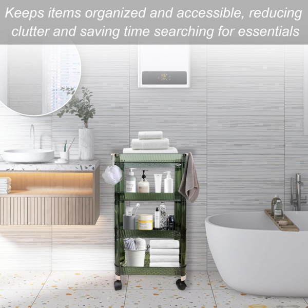 Storage Trolley on Wheels 4-Tier Storage Cart. This Slim Rolling Trolly is the perfect organiser - Image 4