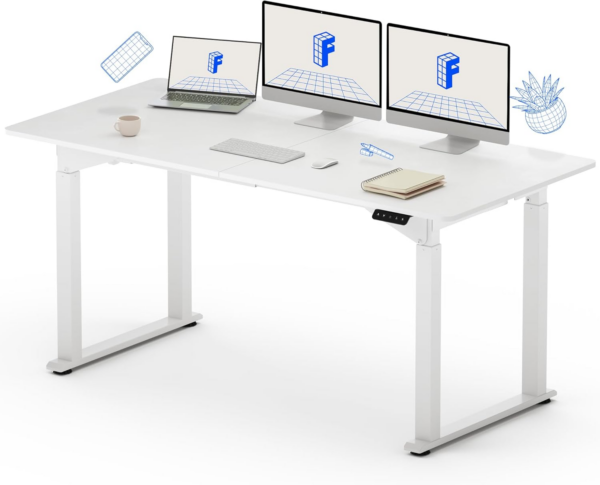 4 Legs Dual Motors Electric Standing Desk 160 * 75cm Height Adjustable Desk with Splice Board Home