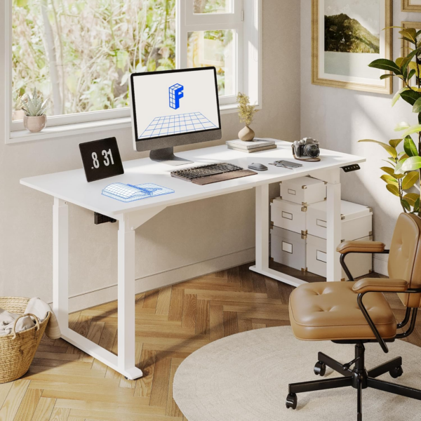 4 Legs Dual Motors Electric Standing Desk 160 * 75cm Height Adjustable Desk with Splice Board Home - Image 5