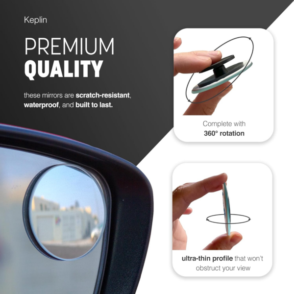 2x Blind Spot Mirrors | Round Frameless & 360° Rotatable Convex Mirror for Cars - Image 6