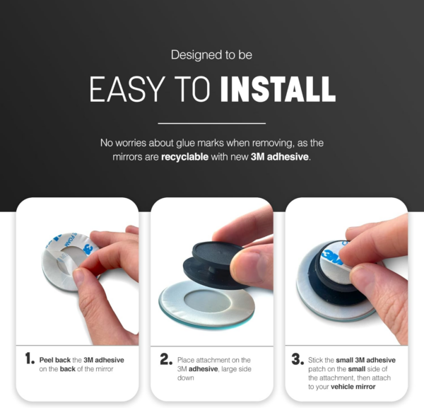 2x Blind Spot Mirrors | Round Frameless & 360° Rotatable Convex Mirror for Cars - Image 4
