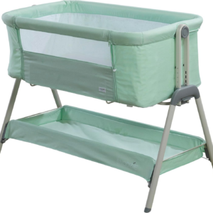 Snoozie Bedside Crib Misty Jade | Side Co Sleeper Baby Cot with Breathable Mesh Panel and Travel Bag
